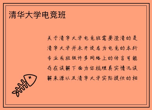 清华大学电竞班